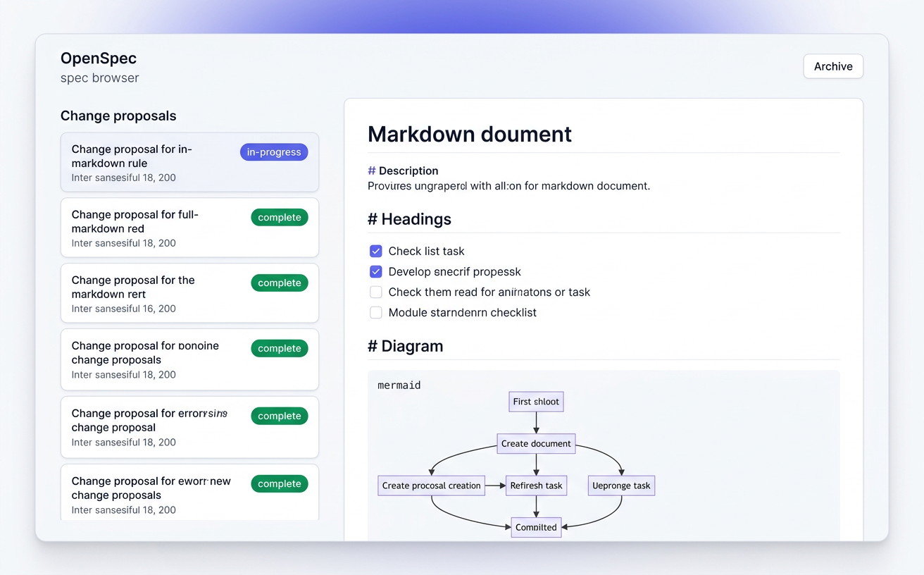 OpenSpec change list and archive browser