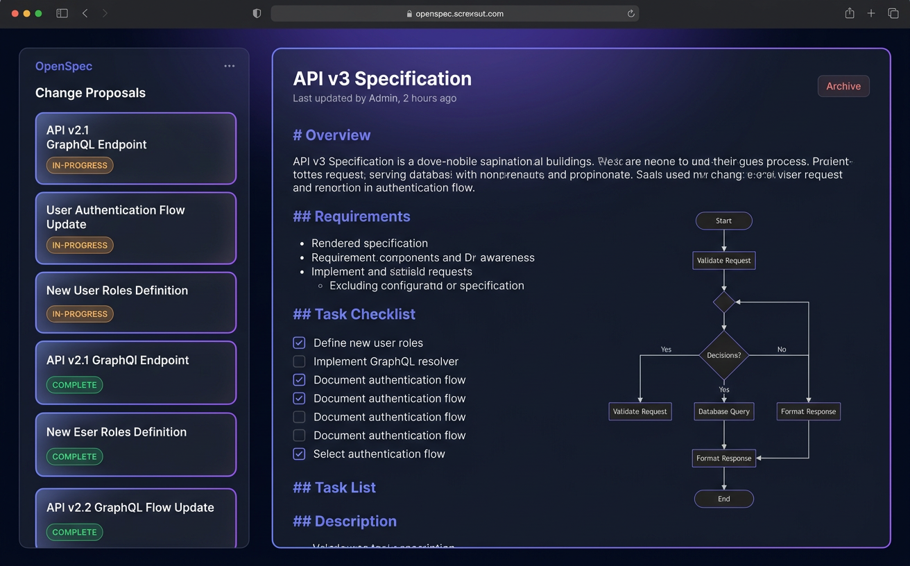 OpenSpec change list and archive browser